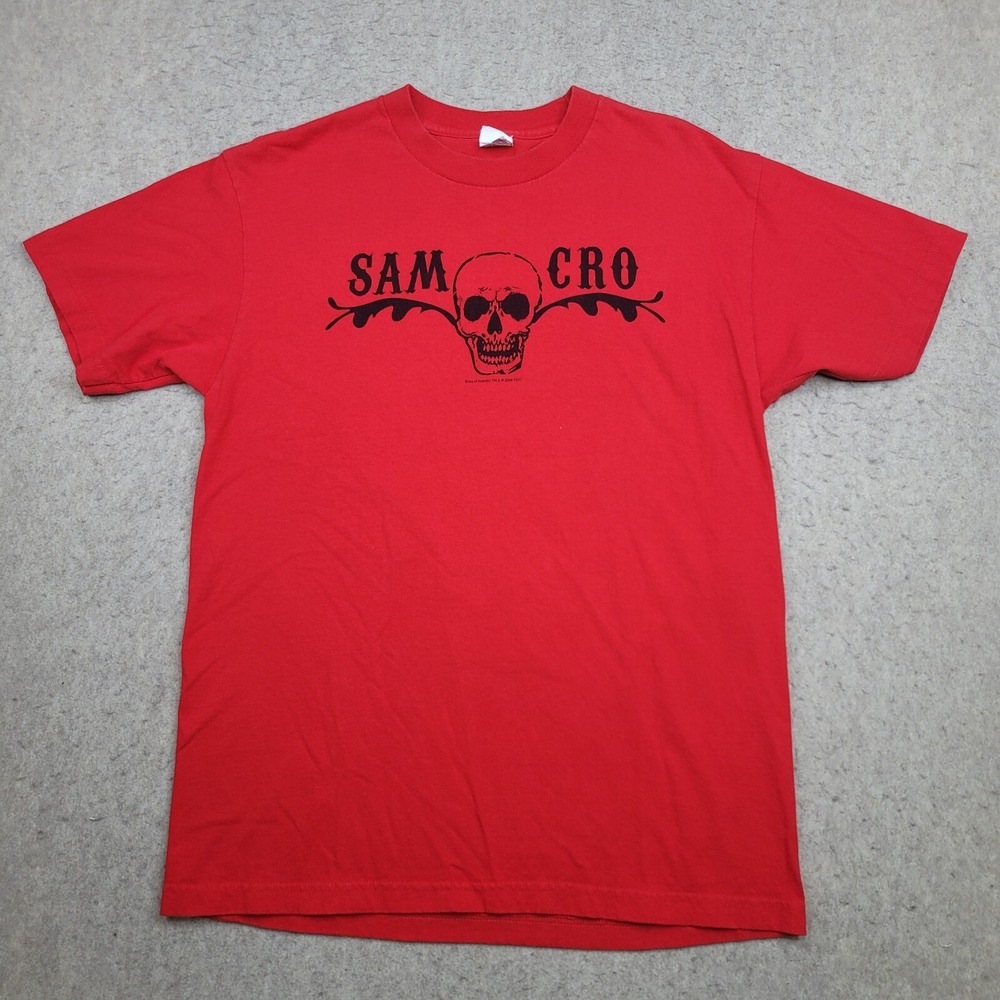 VTG Sons‎ of Anarchy SAMCRO Graphic T Shirt Mens L Red GRIM Reaper Short Sleeve